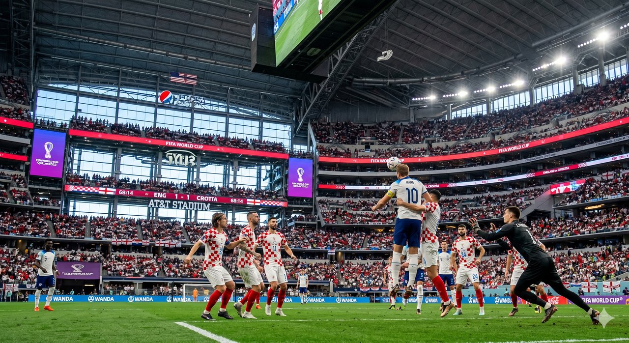FIFAワールドカップ2026イングランドVSクロアチア観戦イベント告知用AIイメージ画像